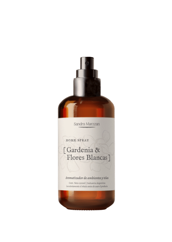 Home Spray Gardenia y flores blancas de Sandra Marzzán en Bake Aromas.