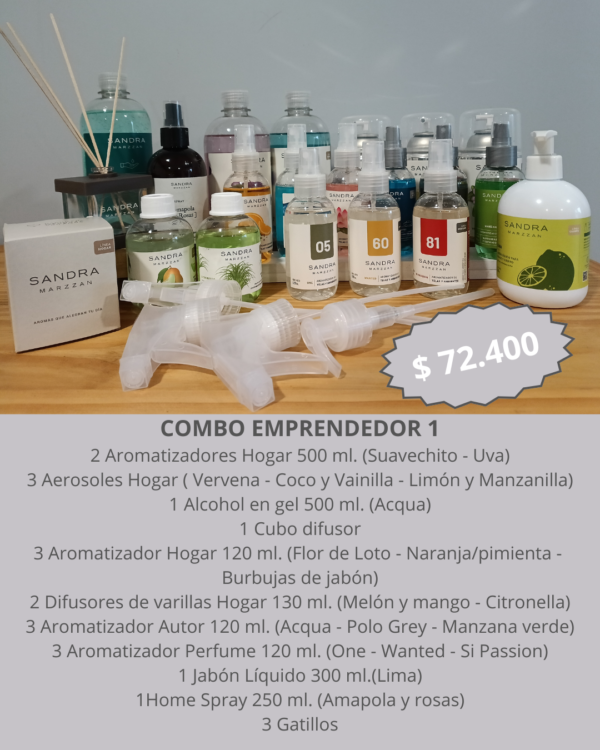 2 Combo Emprendedor de Bake Aromas con 20 productos Sandra Marzzán seleccionados para revendedores.