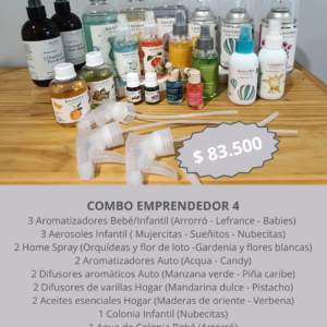 Combo Emprendedor 4 de Bake Aromas con línea Infantil y Bebé y Home Sprays Sandra Marzzán.